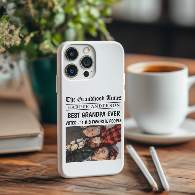 Beste Opa je Personalisiertes Foto in Zeitungen iPhone 16 Pro Hülle (Von Creator hochgeladen)