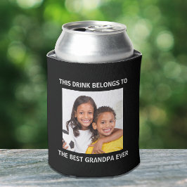 Beste Opa je Personalisiertes Foto Schwarz Dosenkühler