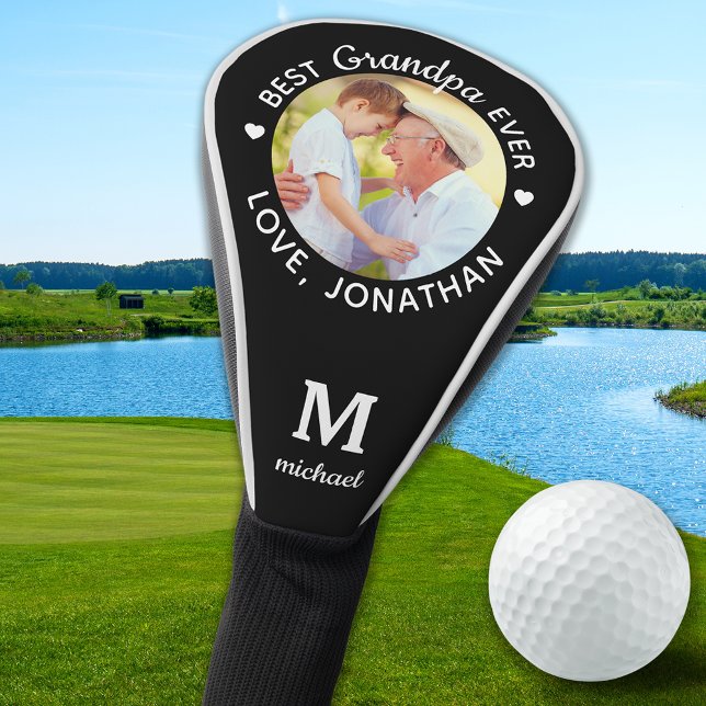 Beste Opa je Personalisiertes Monogramm Name Foto Golf Headcover (Von Creator hochgeladen)