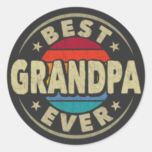 Beste Opa je Retro Vintag Großvater Geschenk Runder Aufkleber