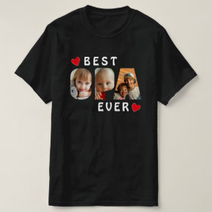 Beste Opa je Schwarz 3 FotoCollage Custom T-Shirt