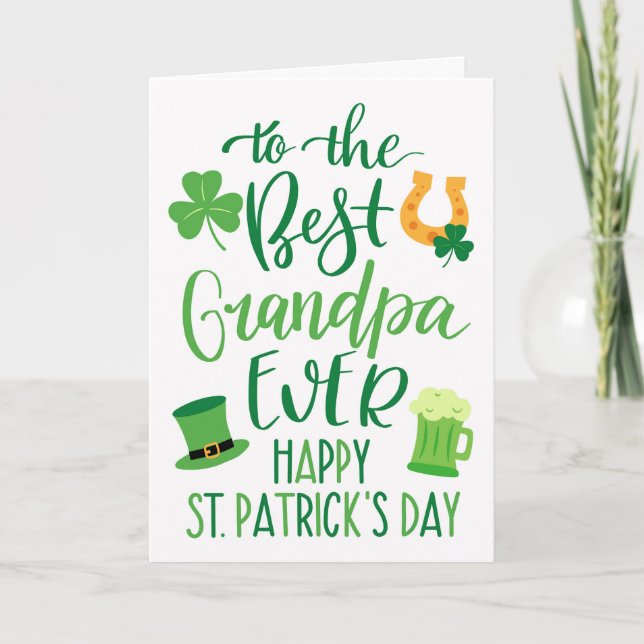 Beste Opa je St Patrick's Day Typografie Karte (Vorderseite)