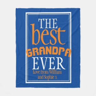 Beste Opa je Typografie Blue Fleece Blanka