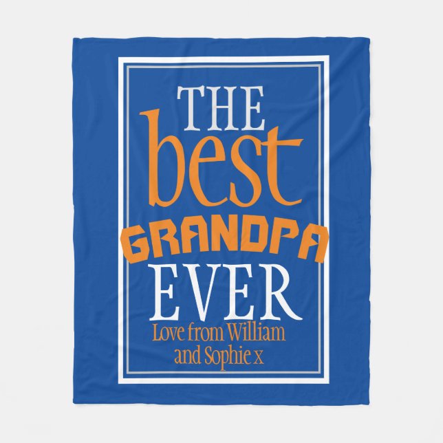 Beste Opa je Typografie Blue Fleece Blanka (Vorderseite)