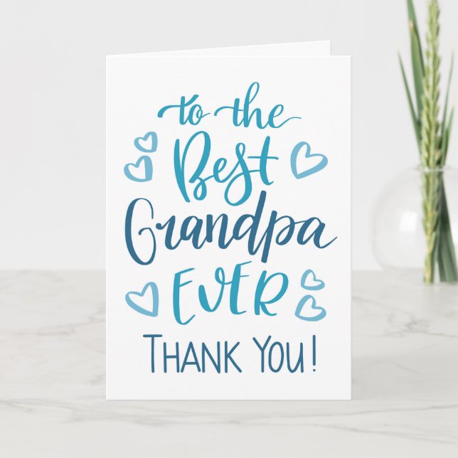 Beste Opa je Vielen Dank Typografie in Blau Karte (Vorderseite)