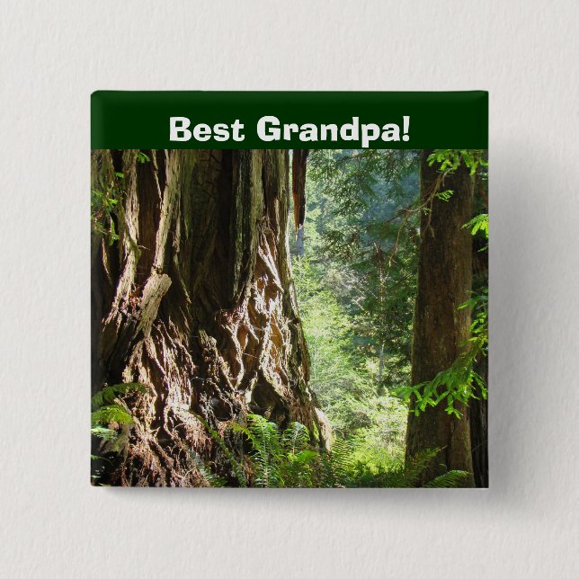 Beste Opa! Knöpfe Redwood Trees Button (Vorderseite)