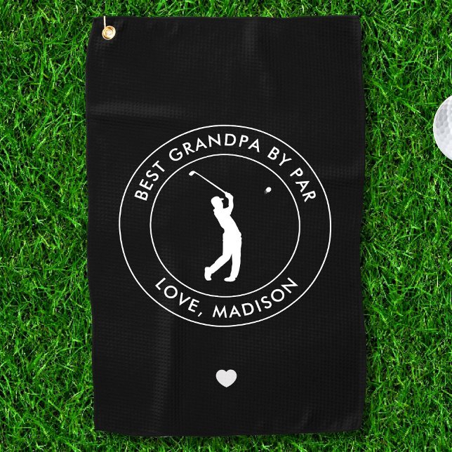 Beste Opa nach Par benutzerdefinierter Goldene Nam Golfhandtuch (Von Creator hochgeladen)