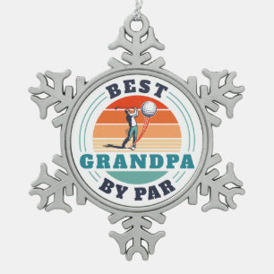 Beste Opa nach Par Custom Retro Golfer Schneeflocken Zinn-Ornament