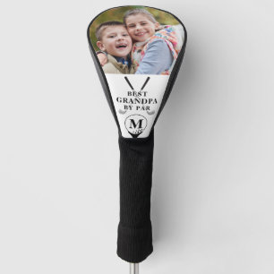 Beste Opa nach Par Foto Monogramm Schwarz-weiß Golf Headcover