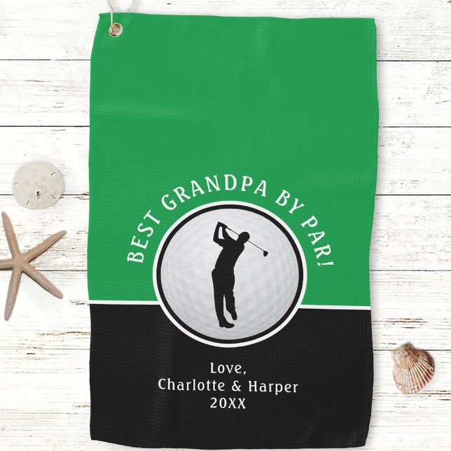 Beste Opa nach Par Golfer Männlich Schwarz Green C Golfhandtuch (Best Grandpa By Par Golfer Male Black Green Custom Golf Towel)