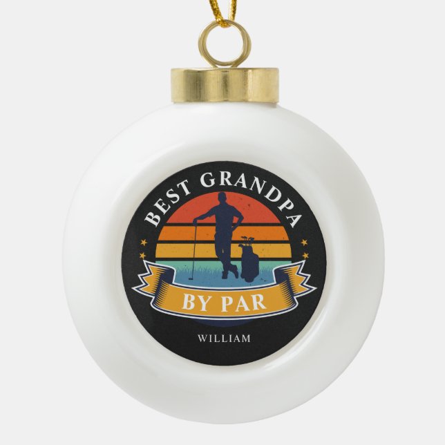 Beste Opa par Personalisiert Retro Golf Lover Keramik Kugel-Ornament (Vorderseite)