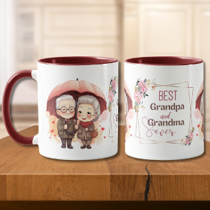 Beste Opa und Oma je mit einem Regenschirm Tasse