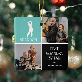 Beste Opa von Par Foto Collage Weihnachten Keramikornament