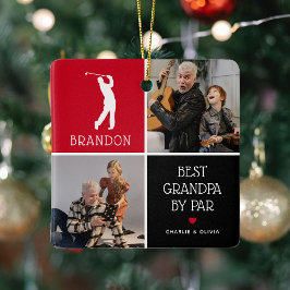 Beste Opa von Par Foto Collage Weihnachten Keramikornament