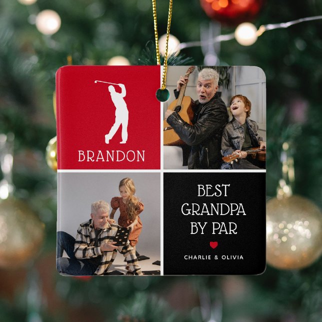 Beste Opa von Par Foto Collage Weihnachten Keramikornament (Von Creator hochgeladen)