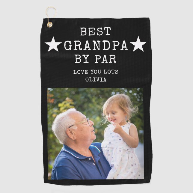 Beste Opa von Par Foto Geschenk Personalisiert Golfhandtuch (Vorderseite)