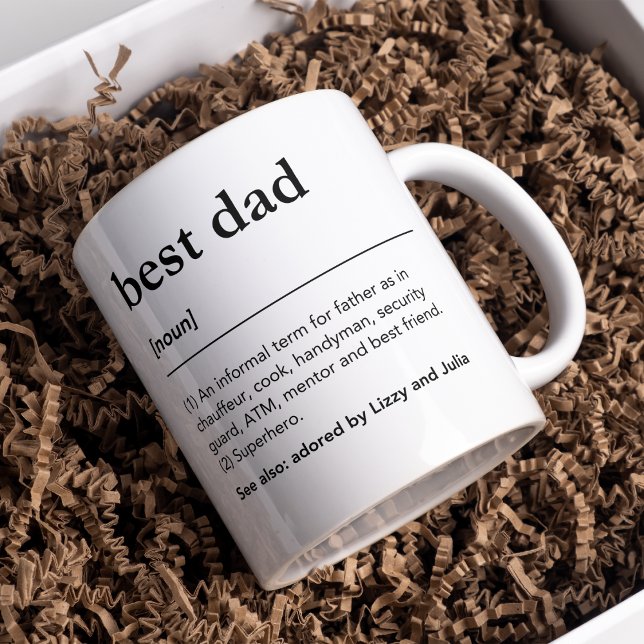 Beste Papa-Definition lustige schwarze Typografie Kaffeetasse (Von Creator hochgeladen)