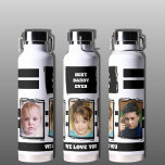 Beste Papa je 3 Fotos Liebe du Weiß Schwarz Trinkflasche<br><div class="desc">Ihre Kupfer Vakuum-Flasche isoliert. Geschenkidee. Ersetzen Sie die drei Fotos durch Ihre eigenen. Das beste Papa aller Zeiten. Wir haben dich Liebe. Schwarz und Weiß.</div>
