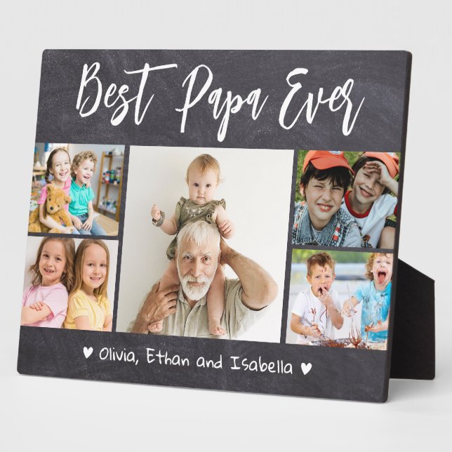 Beste Papa je Grandkids 5 Foto Chalkboard Fotoplatte (Seite)