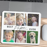 Beste Papa-je-Kalligraphie 6 FotoCollage Mousepad<br><div class="desc">Dieses Mousepad verfügt über eine 6-Foto-Collage für Enkelfotos. Der Text lautet: "Best Papa Ever" und ist mit moderner handgeschriebener Kalligraphie akzentuiert.</div>