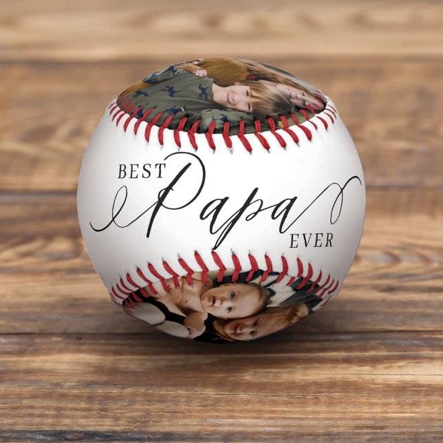 Beste Papa je Script Vathers Day Foto Collage Baseball (Von Creator hochgeladen)