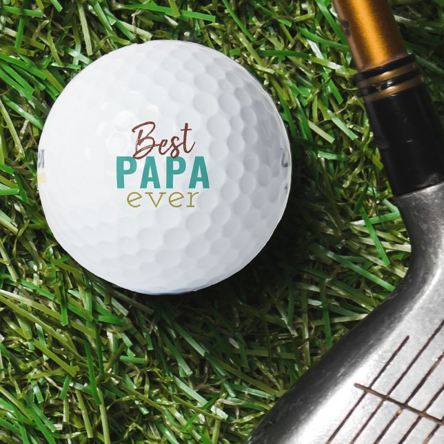 Beste Papa-je-Turquoise-Rust und Gold-Typografie Golfball (Von Creator hochgeladen)