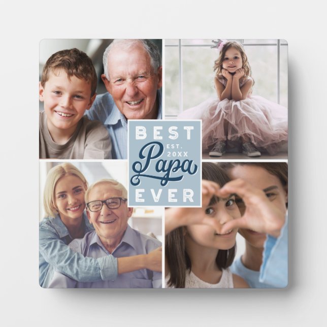 Beste Papa-jemals-Custom-Collage aus vier Fotos Fotoplatte (Vorderseite)