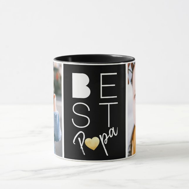 Beste Papa Zwei Foto Zurück Weiße Tasse (Zentrum)