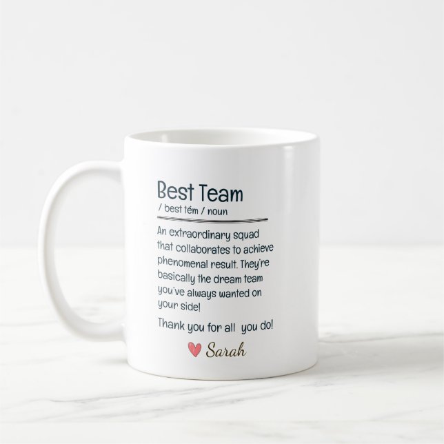 Beste Personalisierte Teamwertschätzung Kaffeetasse (Links)