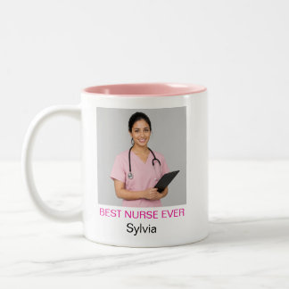 Beste Pflegekraft überhaupt Personalisiertes Foto Zweifarbige Tasse