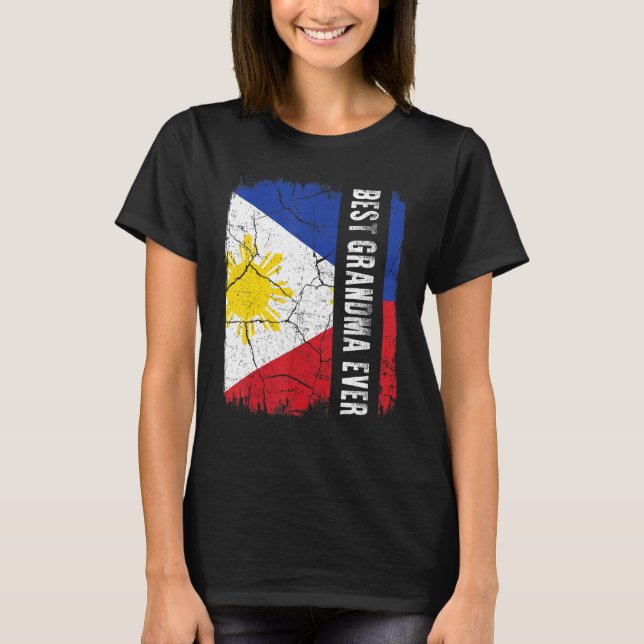 Beste philippinische Oma je Philippinen Flaggenmut T-Shirt (Vorderseite)