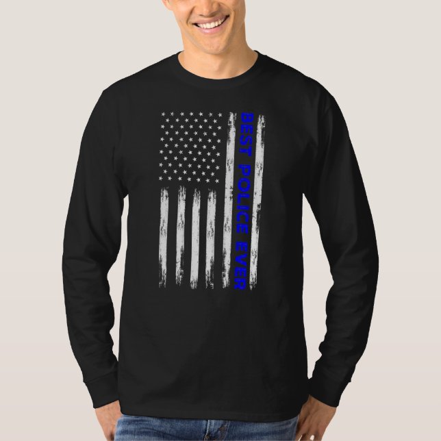 Beste Polizei der Blauen Linie mit amerikanischer  T-Shirt (Vorderseite)