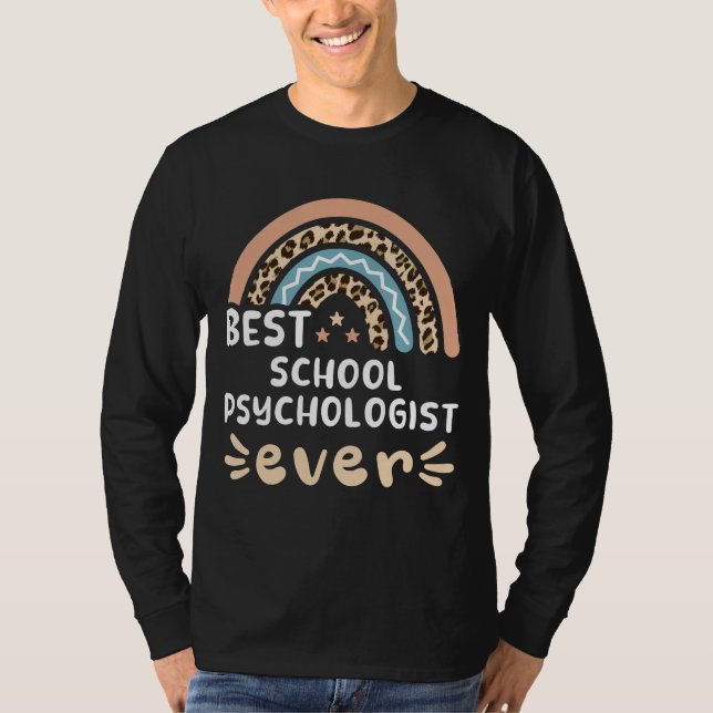 Beste Psychologin der Schule je Leopard Rainbow Gi T-Shirt (Vorderseite)