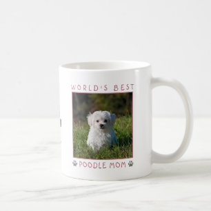 Beste Pudel-Mama der Welt Rosa Graue Pfotenabdrück Kaffeetasse