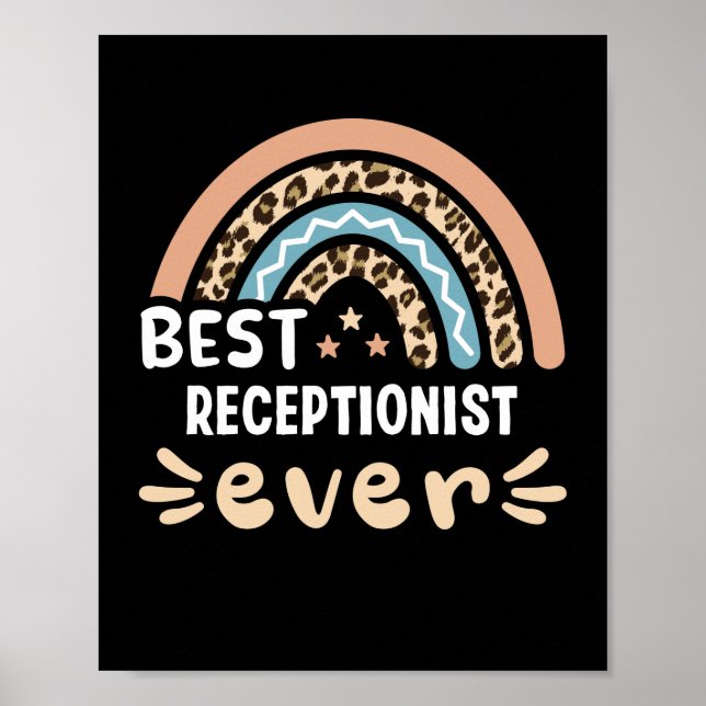 Beste Rezeptionistin je Leopard Rainbow Gift Mama Poster (Vorne)