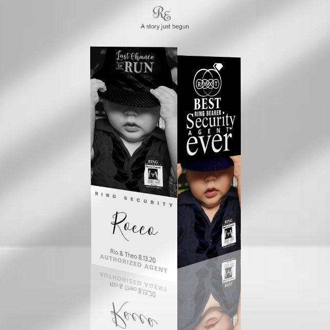 Beste Ring Bearer je Foto-Karte Save The Date (Ring Bearer ring security photo keepsake card, Shown with "last Chance to Run" baseball cap.)