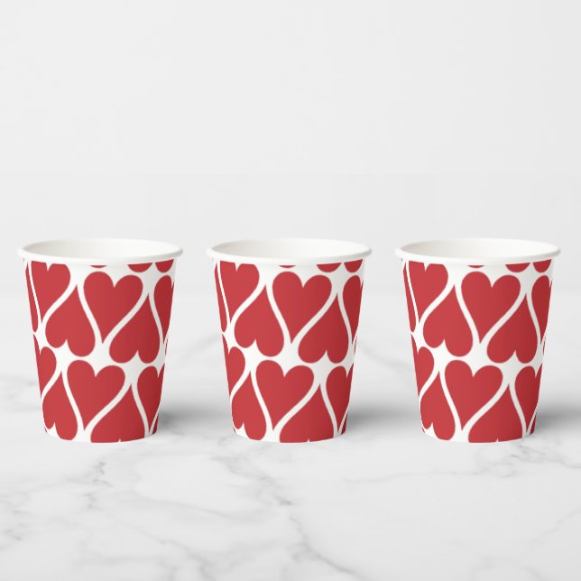 Beste rote Herzen nahtloses dekoratives Design Pappbecher (Multi)