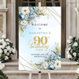 Beste rustikale staubblaue goldene 90. Geburtstags Poster