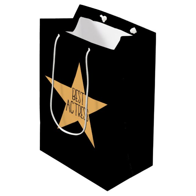 "Beste Schauspielerin" Mittlere Geschenktüte (Vorderseite Schrägansicht)