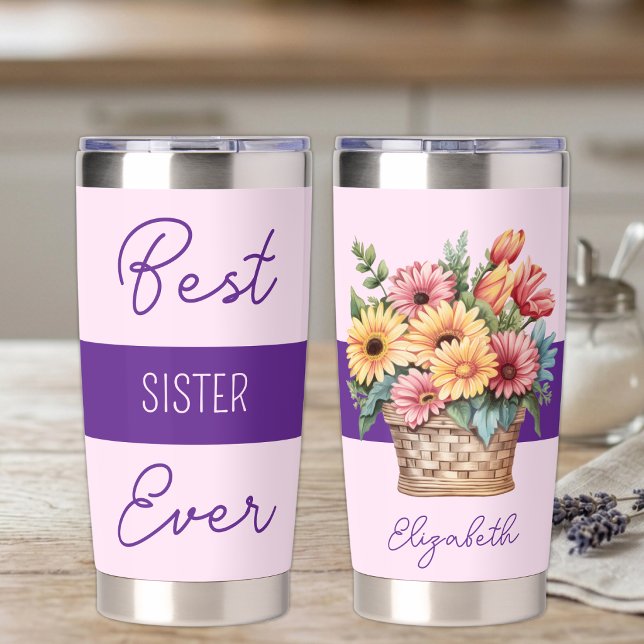 Beste Schwester der Blume gerbera pink Thermobecher (Von Creator hochgeladen)