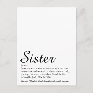Beste Schwester der Welt Definition Elegantes Skri Postkarte
