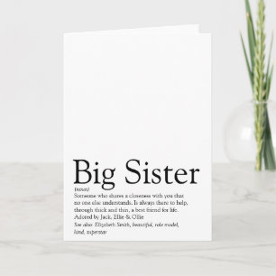 Beste Schwester der Welt Definition Schwarz und We Karte