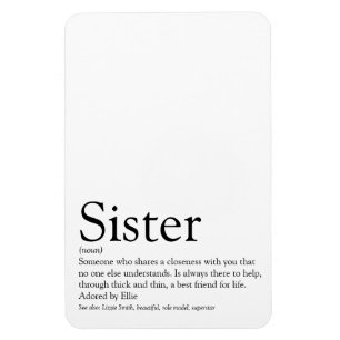 Beste Schwester der Welt Definition Schwarz und We Magnet