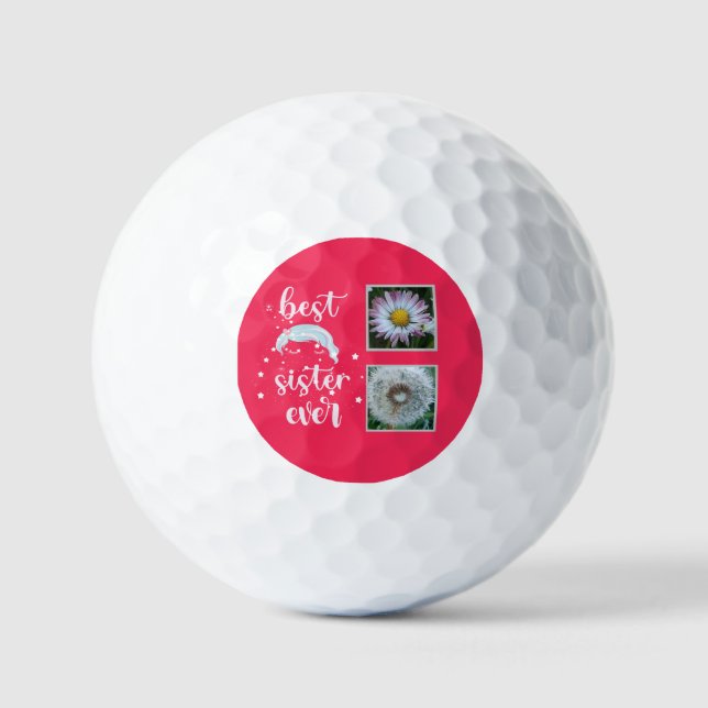 Beste Schwester-Fotovorlage Golfball (Vorderseite)