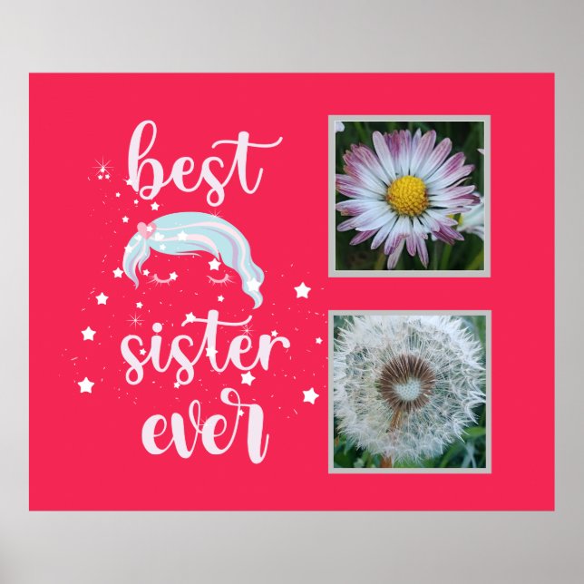 Beste Schwester-Fotovorlage Poster (Vorne)