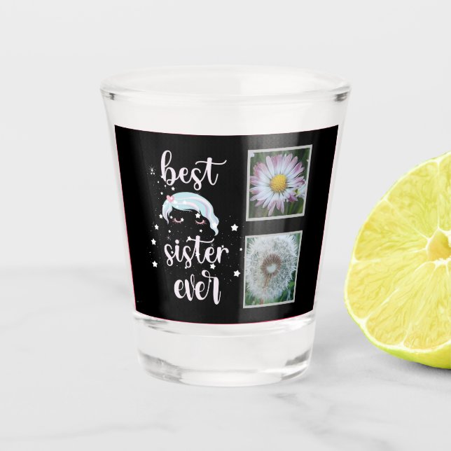 Beste Schwester-Fotovorlage Schnapsglas (Vorderseite)