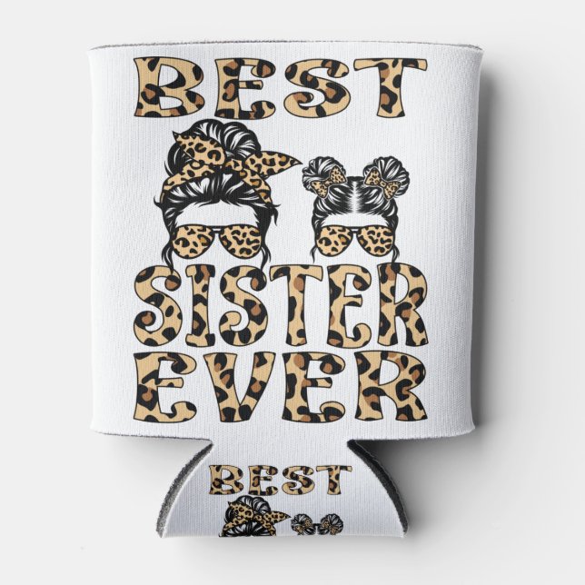 Beste Schwester je Leopard Karierter Muttertag Dosenkühler (Vorderseite)