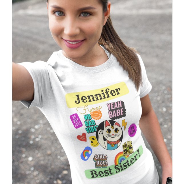 Beste Schwester niedliche personalisierte Katzen g T-Shirt (Von Creator hochgeladen)