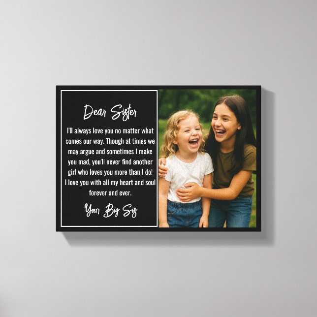 Beste-Schwester-Script-Foto-Collage Leinwanddruck (Vorderseite)