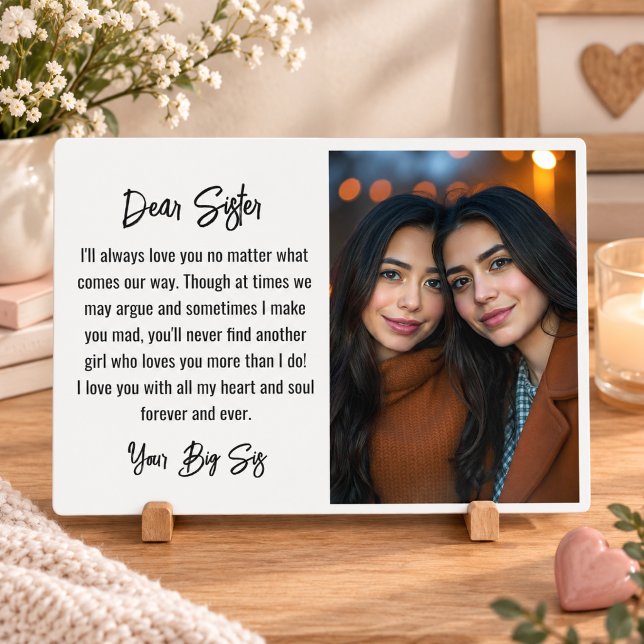 Beste Schwester Script Geschenk für Schwester Foto Fotoplatte (Best sister Script Gift For sister Photo Collage Plaque)